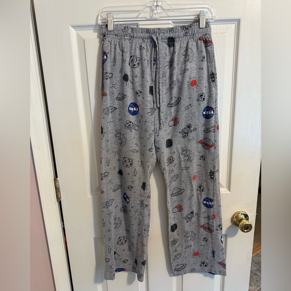 NASA MAD Engine Men’s Pajama Bottoms - Gray with Space Theme